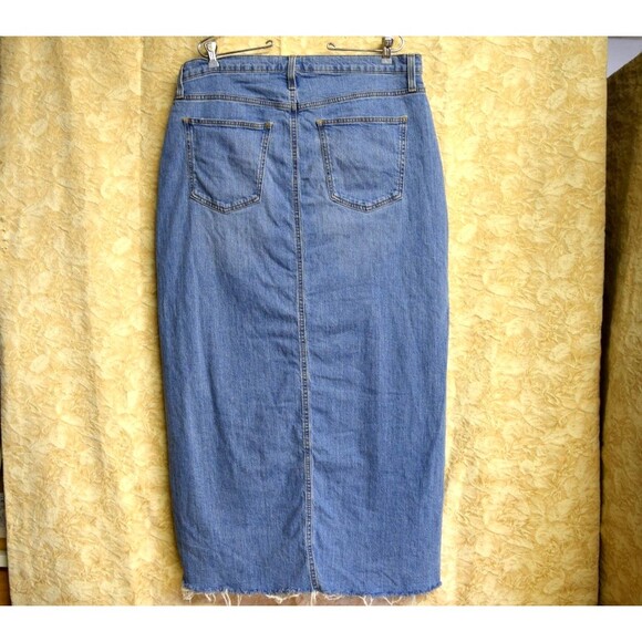 Universal Thread Womens Sz 14 Denim Cotton Skirt Maxi Long Cut Off Stretch EUC - Picture 8 of 10